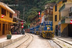 Train in Aguas Calientes Train in Aguas Calientes near Machu Picchu