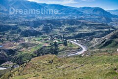 Colca River in Arequipa region, Andes, Peru Colca River in Arequipa region, flowing between high mountains of the Andes, Peru