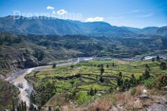 Colca River in Arequipa region, Andes, Peru Colca River in Arequipa region, flowing between high mountains of the Andes, Peru