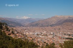 Cuzco with snow-peaked mountain Aerial view of Cuzco with snow-peaked mountain