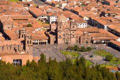 La Compania and Cathedral at Plaza de Armas in Cuzco Aerial view of La Compania and Cathedral at Plaza de Armas in Cuzco