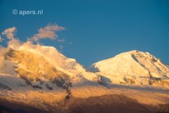 Snow-capped Huascaran during sunset Snow-capped Huascaran of Cordillera Blanca during sunset, Peru