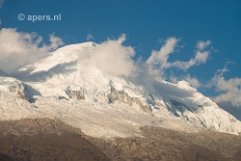 Snow-capped Huascaran during sunset Snow-capped Huascaran of Cordillera Blanca during sunset, Peru