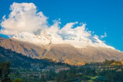 Snow-capped Huascaran during sunset Snow-capped Huascaran of Cordillera Blanca during sunset, Peru