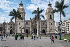 Cathedral of Lima, Peru Crowded Plaza Mayor de Lima and Cathedral of Lima, Peru