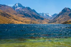 Laguna Querococha Laguna Querococha with snow-capped Pukarahu and Yanamaray