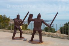 Fighting knights in Castle of Santa Barbara in Alicante Fighting knights in Castle of Santa Barbara in Alicante, Spain