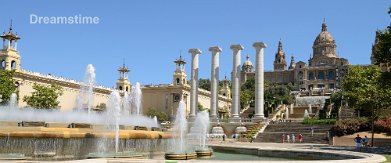 National Art Musuem Catalunya National Art Museum Catalunya with water fountains and pillars in front