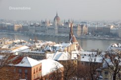 Budapest in winter River Donau through Budapest in winter, Hungary