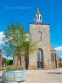 Saint Pancratius Basilica in Tubbergen, the Netherlands Saint Pancratius Basilica in Tubbergen, the Netherlands with blue sky and clouds