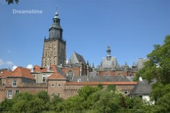 Church and city wall Zutphen Walburgis Church and city wall in Zutphen, the Netherlands