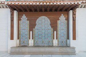 Water tabs for cleaning in front of mosque, Albaycin, Granada Water tabs for cleaning in front of mosque, Albaycin, Granada, Andalusia, Spain