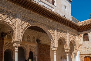 Decoration of patio of the irrigation ditch of Generalife, Alhambra Decoration of patio of Generalife, Alhambra, Granada, Andalusia, Spain