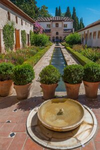 Patio of the irrigation ditch of Generalife, Alhambra Patio of the irrigation ditch of Generalife, Alhambra, Granada, Andalusia, Spain