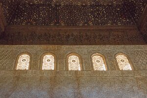 Interior decoration Nasrid Palaces, Alhambra, Granada Interior decoration Nasrid Palaces, Alhambra, Granada, Andalusia, Spain