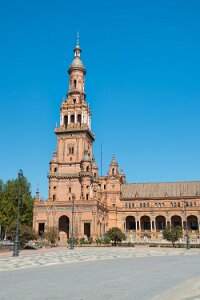 Tower at Spain Square, Plaza de Espana, in Sevilla Tower at Spain Square, Plaza de Espana, in Sevilla, Andalusia, Spain