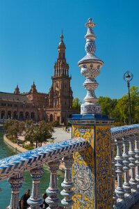 Bridge and Tower Spain Square, Plaza de Espana, Sevilla Bridge and Tower Spain Square, Plaza de Espana, Sevilla, Andalusia, Spain