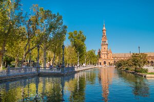 Tower at Spain Square, Plaza de Espana, in Sevilla Tower at Spain Square, Plaza de Espana, in Sevilla, Andalusia, Spain