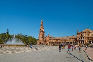Overview of Spain Square, Plaza de Espana, in Sevilla Overview of Spain Square, Plaza de Espana, in Sevilla, Andalusia, Spain