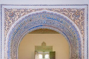 Decoration arcade Royal Alcazar of Sevilla Decoration arcade Royal Alcazar of Sevilla, Andalusia, Spain