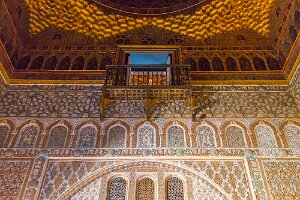 Decoration Royal Alcazar of Sevilla Decoration wall and ceiling Royal Alcazar of Sevilla, Andalusia, Spain